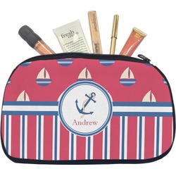 Sail Boats & Stripes Makeup / Cosmetic Bag - Medium (Personalized)