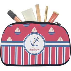 Sail Boats & Stripes Makeup / Cosmetic Bag - Medium (Personalized)