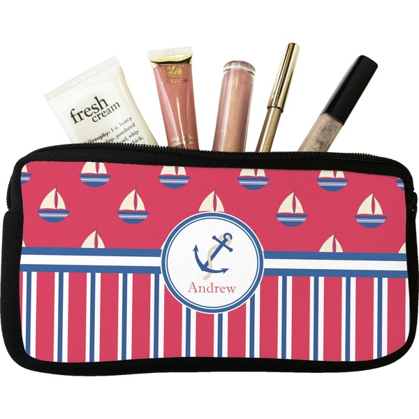 Custom Sail Boats & Stripes Makeup / Cosmetic Bag (Personalized)