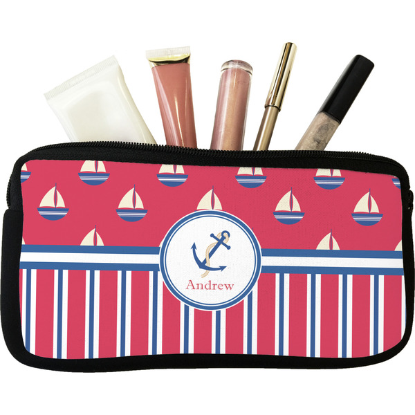 Custom Sail Boats & Stripes Makeup / Cosmetic Bag (Personalized)