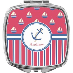 Sail Boats & Stripes Compact Makeup Mirror (Personalized)