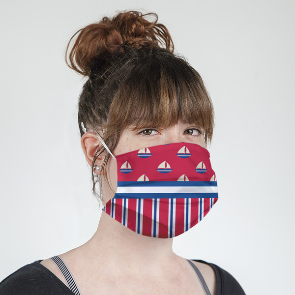 Sail Boats & Stripes Mask - Quarter View on Girl