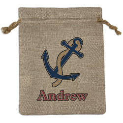 Sail Boats & Stripes Burlap Gift Bag (Personalized)