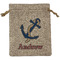 Sail Boats & Stripes Medium Burlap Gift Bag - Front (Personalized)