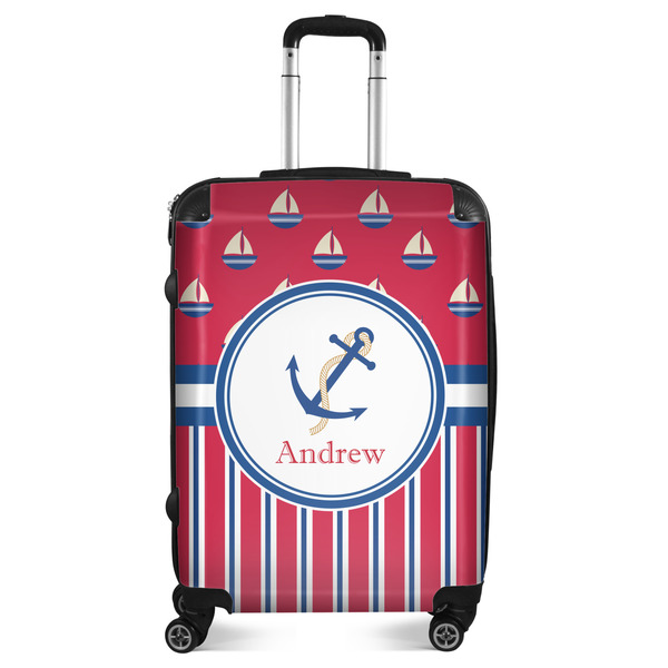 Custom Sail Boats & Stripes Suitcase - 24" Medium - Checked (Personalized)