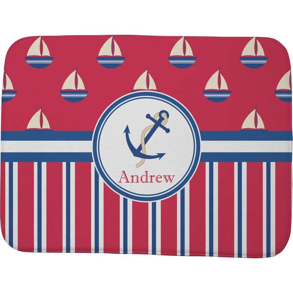 Custom Sail Boats & Stripes Memory Foam Bath Mat - 48"x36" (Personalized)