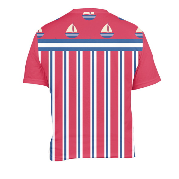 Sail Boats & Stripes Men's Crew Neck T Shirt Medium - Back