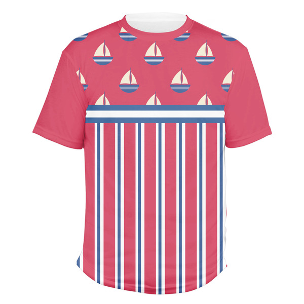 Custom Sail Boats & Stripes Men's Crew T-Shirt