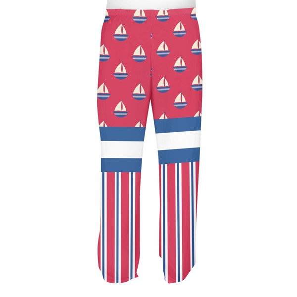 Sail Boats & Stripes Men's Pjs Back - on model