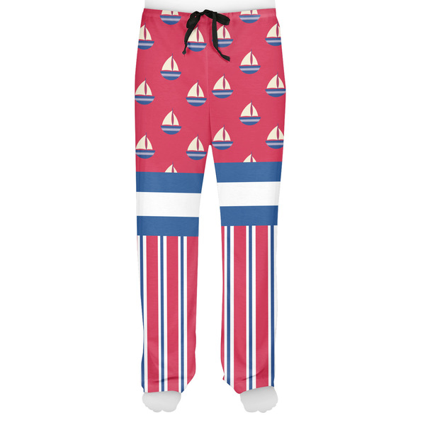 Sail Boats & Stripes Men's Pjs Front - on model