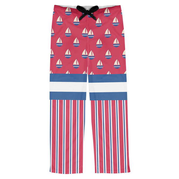 Custom Sail Boats & Stripes Mens Pajama Pants - S