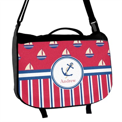Sail Boats & Stripes Messenger Bag (Personalized)