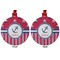 Sail Boats & Stripes Metal Ball Ornament - Front and Back