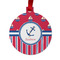 Sail Boats & Stripes Metal Ball Ornament - Double Sided w/ Name or Text