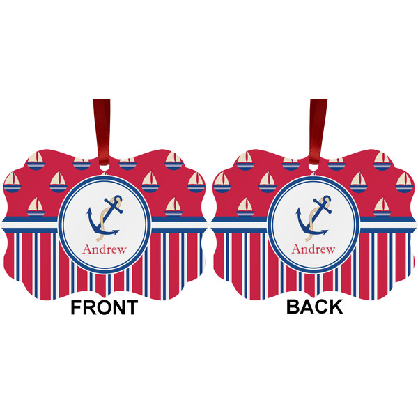 Sail Boats & Stripes Metal Benilux Ornament - Front and Back (APPROVAL)