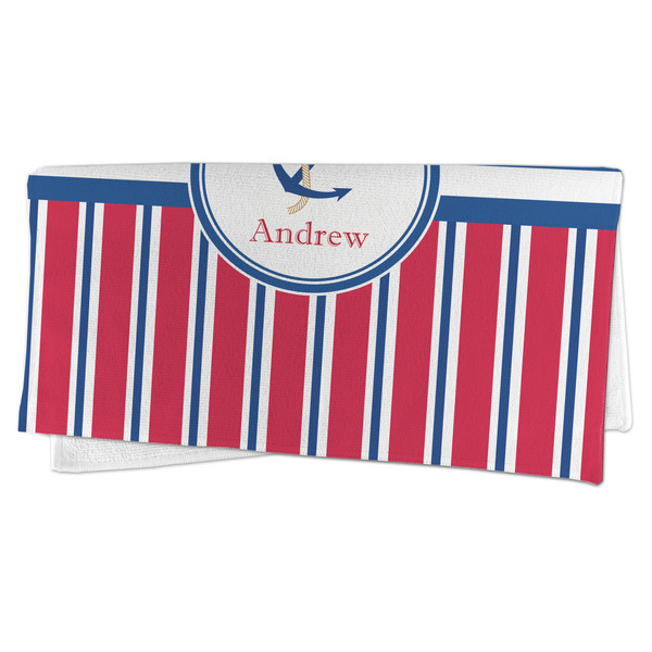 Sail Boats & Stripes Microfiber Dish Rag - FOLDED (half)