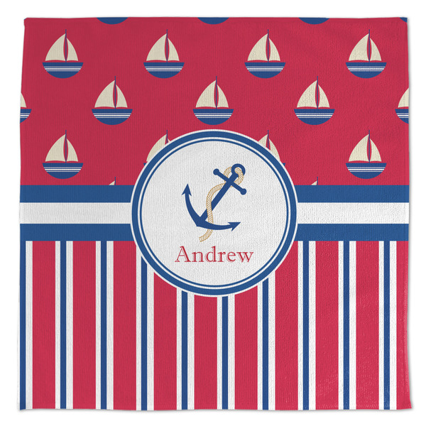 Custom Sail Boats & Stripes Microfiber Dish Towel (Personalized)