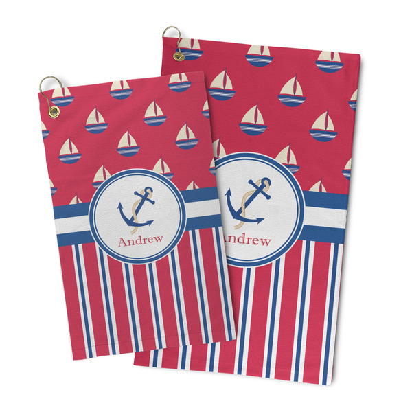 Sail Boats & Stripes Microfiber Golf Towel - PARENT/MAIN