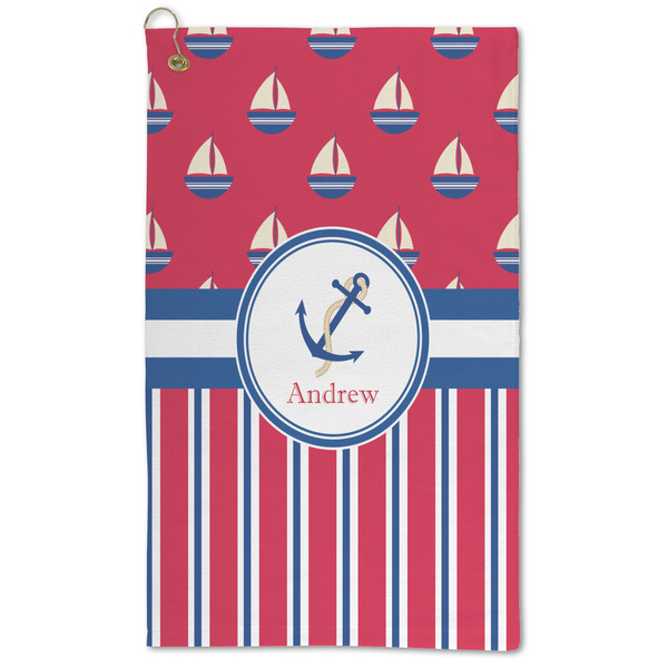 Custom Sail Boats & Stripes Microfiber Golf Towel (Personalized)