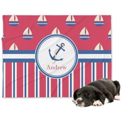 Sail Boats & Stripes Dog Blanket - Regular (Personalized)