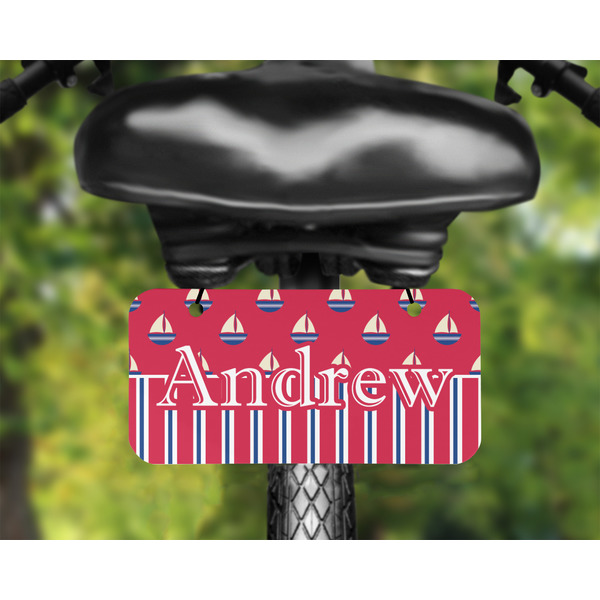 Sail Boats & Stripes Mini License Plate on Bicycle - LIFESTYLE Two holes