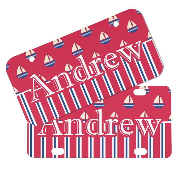 Sail Boats & Stripes Mini License Plates - MAIN (4 and 2 Holes)