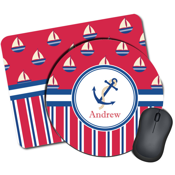 Custom Sail Boats & Stripes Mouse Pad (Personalized)