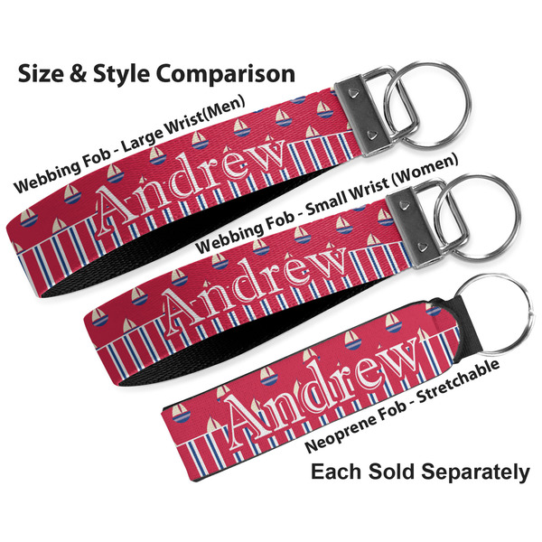 Sail Boats & Stripes Multiple Key Ring comparison sizes
