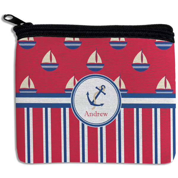 Custom Sail Boats & Stripes Rectangular Coin Purse (Personalized)