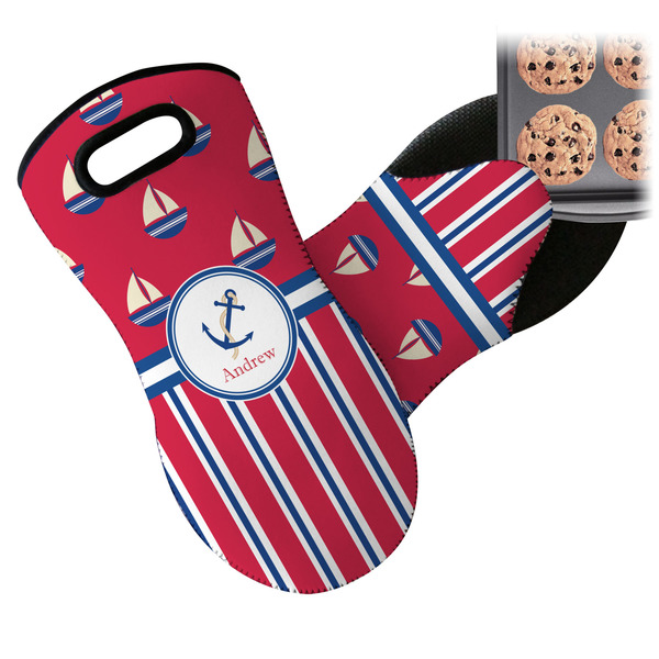 Sail Boats & Stripes Neoprene Oven Mitt