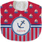 Sail Boats & Stripes Velour Baby Bib w/ Name or Text