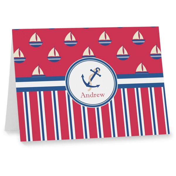 Custom Sail Boats & Stripes Note cards (Personalized)