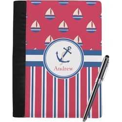 Sail Boats & Stripes Notebook Padfolio - Large w/ Name or Text