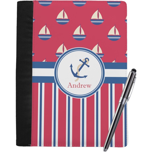 Custom Sail Boats & Stripes Notebook Padfolio - Large w/ Name or Text