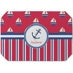 Sail Boats & Stripes Dining Table Mat - Octagon (Single-Sided) w/ Name or Text