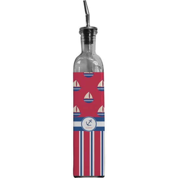 Custom Sail Boats & Stripes Oil Dispenser Bottle (Personalized)