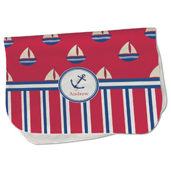 Sail Boats & Stripes Burp Cloth - Fleece w/ Name or Text