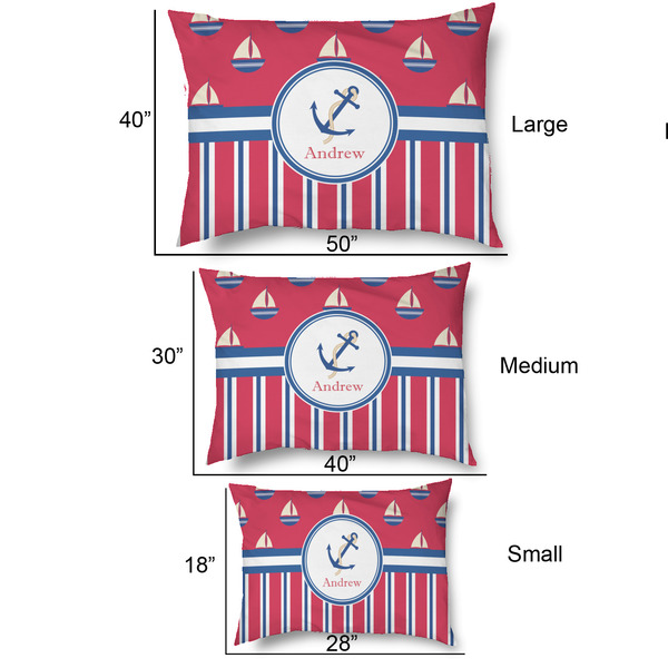 Sail Boats & Stripes Outdoor Dog Beds - SIZE CHART