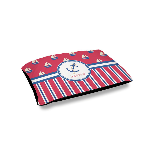 Custom Sail Boats & Stripes Outdoor Dog Bed - Small (Personalized)