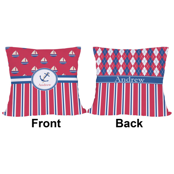 Sail Boats & Stripes Outdoor Pillow - 16x16