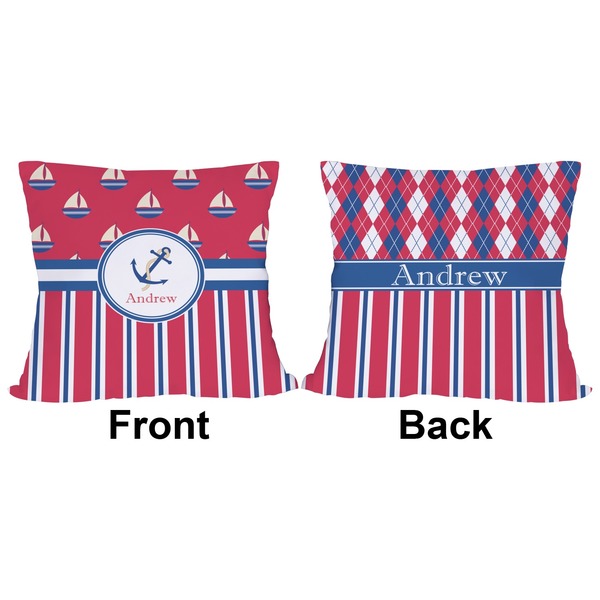 Sail Boats & Stripes Outdoor Pillow - 20x20