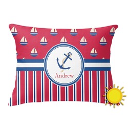 Sail Boats & Stripes Outdoor Throw Pillow (Rectangular) (Personalized)