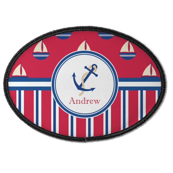Custom Sail Boats & Stripes Iron On Oval Patch w/ Name or Text