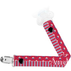 Sail Boats & Stripes Pacifier Clip (Personalized)