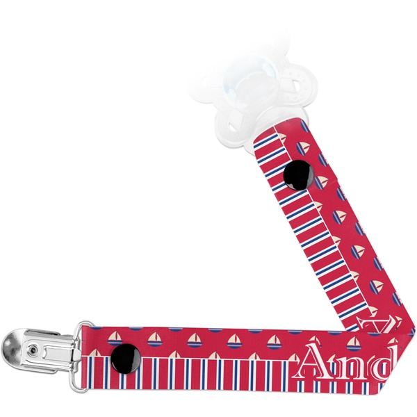Custom Sail Boats & Stripes Pacifier Clip (Personalized)