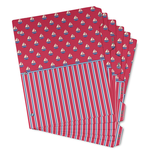 Custom Sail Boats & Stripes Binder Tab Divider - Set of 6 (Personalized)