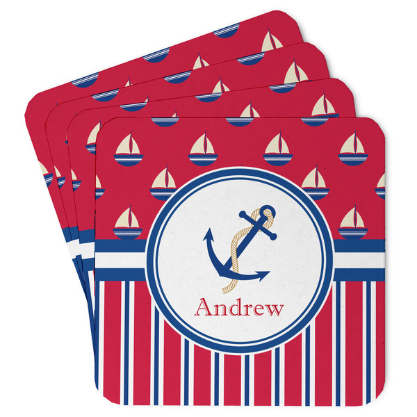 Custom Sail Boats & Stripes Paper Coasters w/ Name or Text
