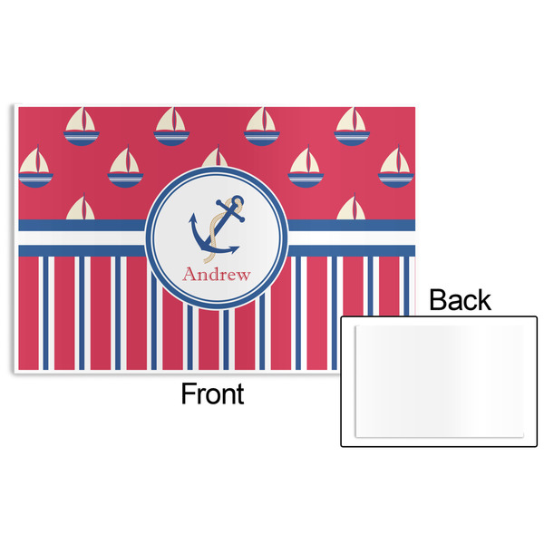 Sail Boats & Stripes Disposable Paper Placemat - Front & Back