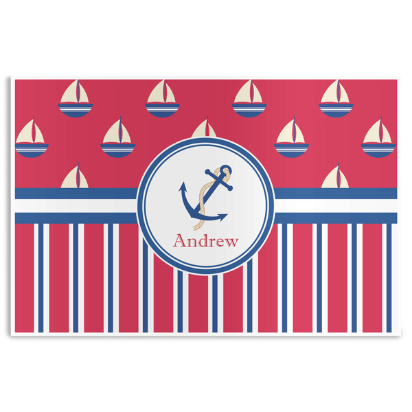 Custom Sail Boats & Stripes Disposable Paper Placemats (Personalized)