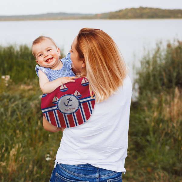 Sail Boats & Stripes Peanut Shaped Burp - Lifestyle